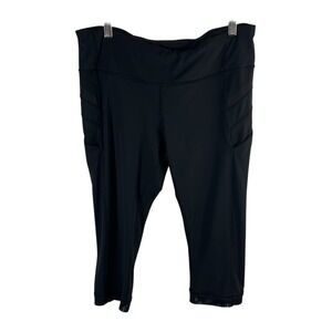 Lululemon Black Mesh Panel Crop Leggings‎ with Pockets and Back Zip Pocket Sz 10